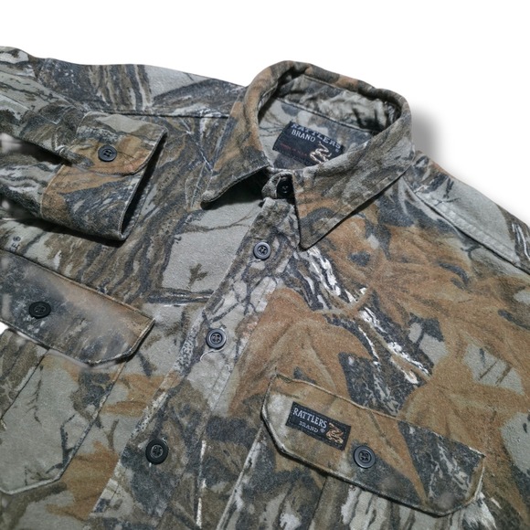 Rattlers Brand Other - Vintage Rattlers Brand Realtree Camo Button Up Flannel Heavy Shirt Mens Small